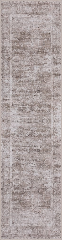 Arabella Vintage Floral Border Machine-washable Area Rug