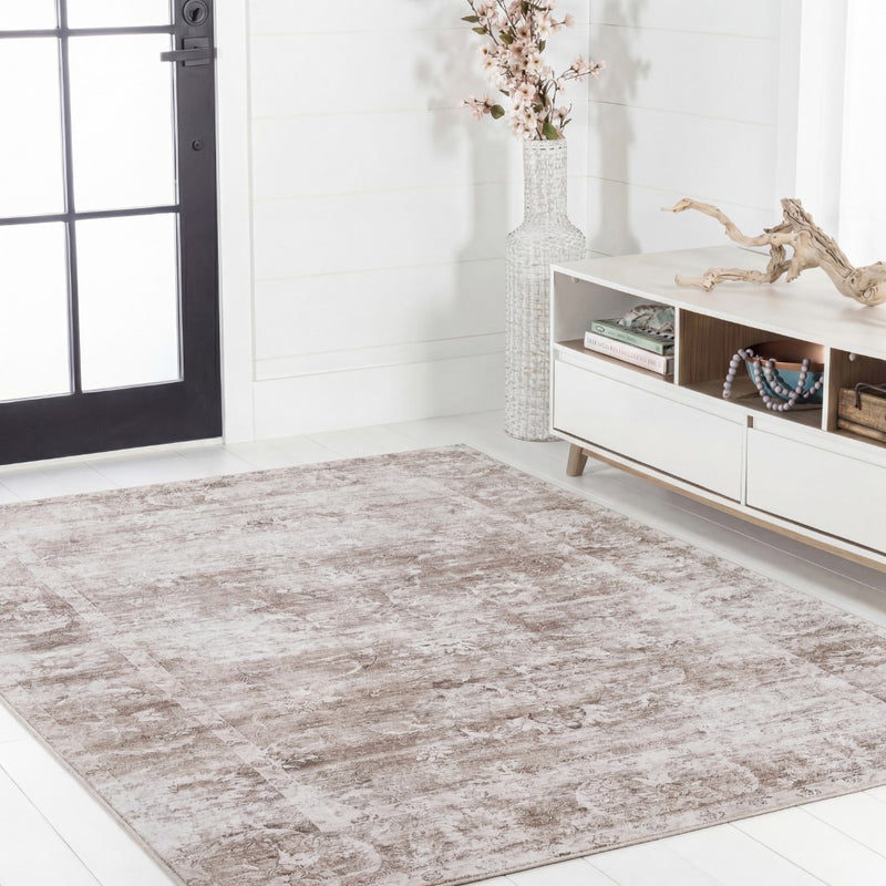 Arabella Vintage Floral Border Machine-washable Area Rug