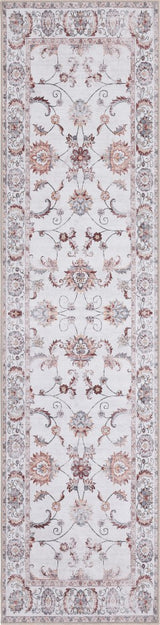 Arabella Vintage Floral Border Machine-washable Area Rug