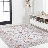 Arabella Vintage Floral Border Machine-washable Area Rug