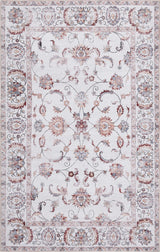 Arabella Vintage Floral Border Machine-washable Area Rug