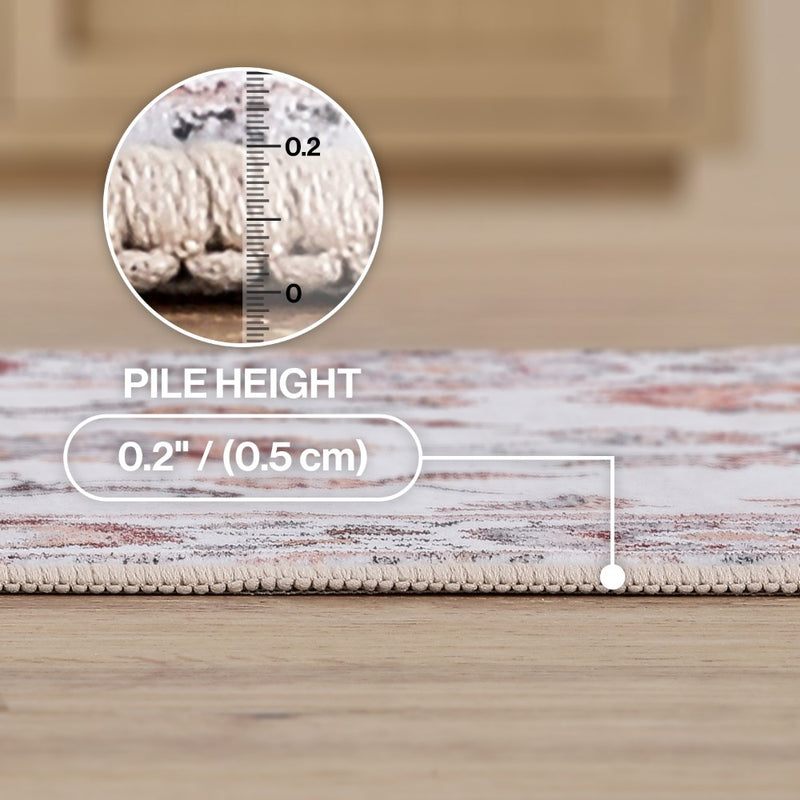 Arabella Vintage Floral Border Machine-washable Area Rug