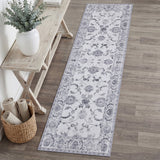 Arabella Vintage Floral Border Machine-washable Area Rug