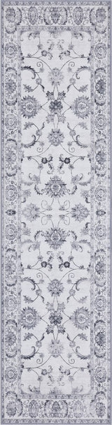 Arabella Vintage Floral Border Machine-washable Area Rug