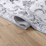 Arabella Vintage Floral Border Machine-washable Area Rug