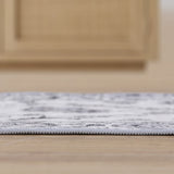 Arabella Vintage Floral Border Machine-washable Area Rug