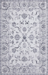 Arabella Vintage Floral Border Machine-washable Area Rug