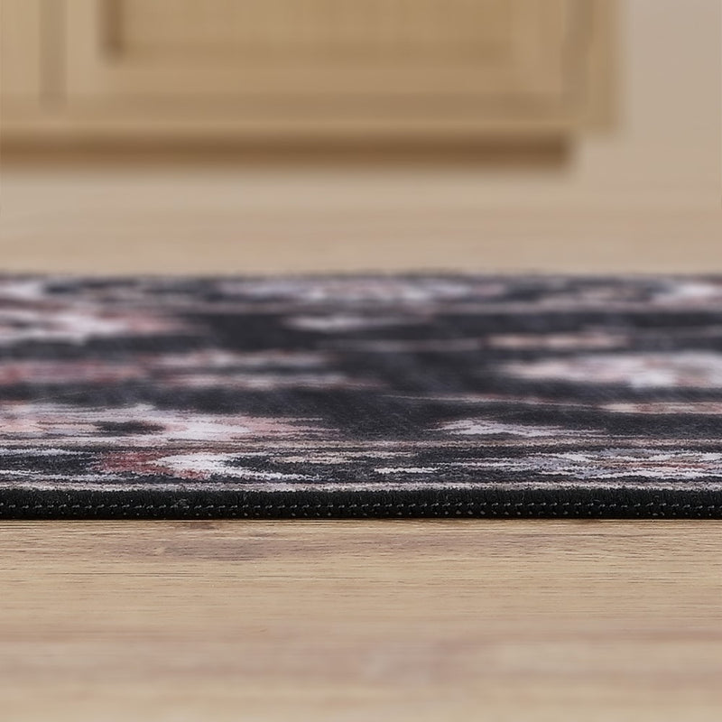 Arabella Vintage Floral Border Machine-washable Area Rug