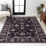 Arabella Vintage Floral Border Machine-washable Area Rug