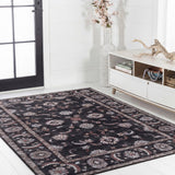Arabella Vintage Floral Border Machine-washable Area Rug