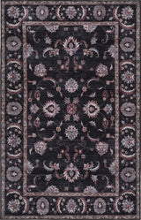 Arabella Vintage Floral Border Machine-washable Area Rug