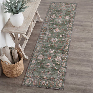 Arabella Vintage Floral Border Machine-washable Area Rug