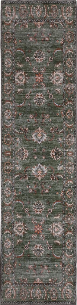 Arabella Vintage Floral Border Machine-washable Area Rug