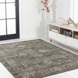 Arabella Vintage Floral Border Machine-washable Area Rug