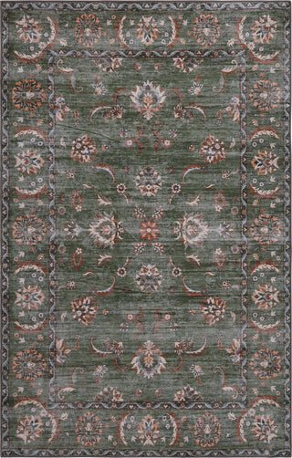 Arabella Vintage Floral Border Machine-washable Area Rug