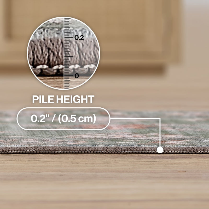 Arabella Vintage Floral Border Machine-washable Area Rug