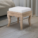 Rowan 19.7" Bohemian Designer Woven Rattan/Wood Vanity Stool - JONATHAN Y
