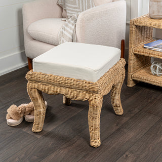 Rowan 19.7" Bohemian Designer Woven Rattan/Wood Vanity Stool - JONATHAN Y