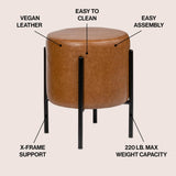 Silvia 18.5" Modern Metal/Bouclé Cushioned Vanity Stool - JONATHAN Y