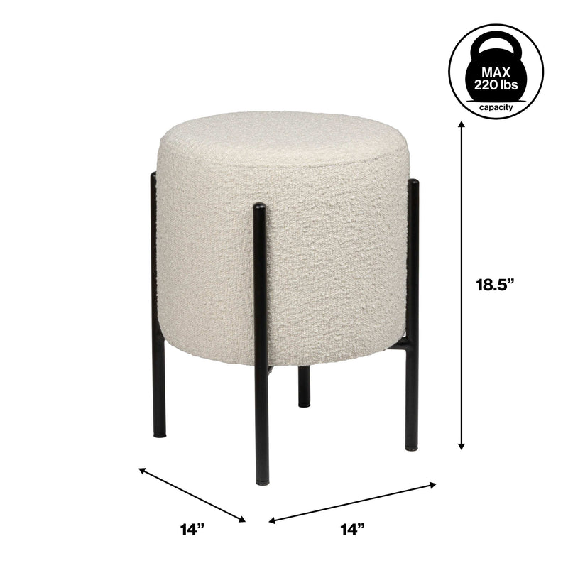 Silvia 18.5" Modern Metal/Bouclé Cushioned Vanity Stool - JONATHAN Y
