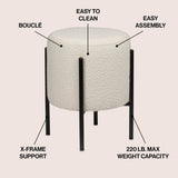 Silvia 18.5" Modern Metal/Bouclé Cushioned Vanity Stool - JONATHAN Y