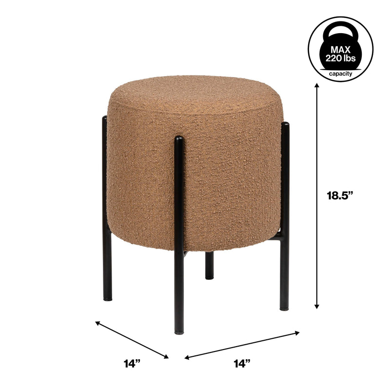Silvia 18.5" Modern Metal/Bouclé Cushioned Vanity Stool - JONATHAN Y