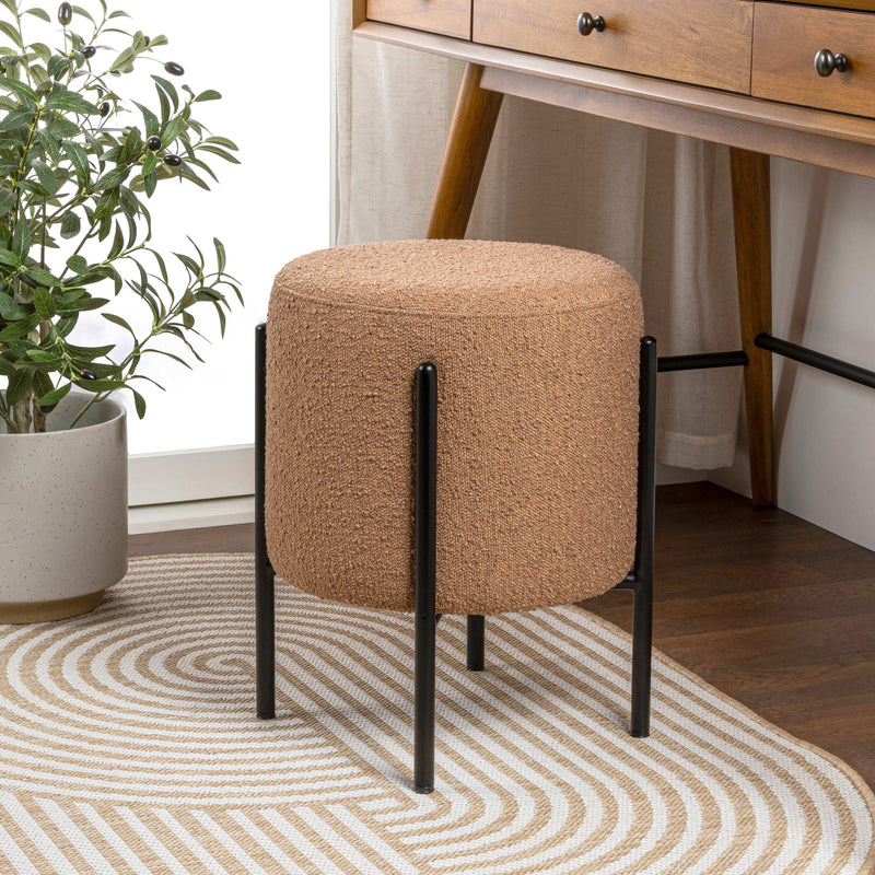 Silvia 18.5" Modern Metal/Bouclé Cushioned Vanity Stool - JONATHAN Y