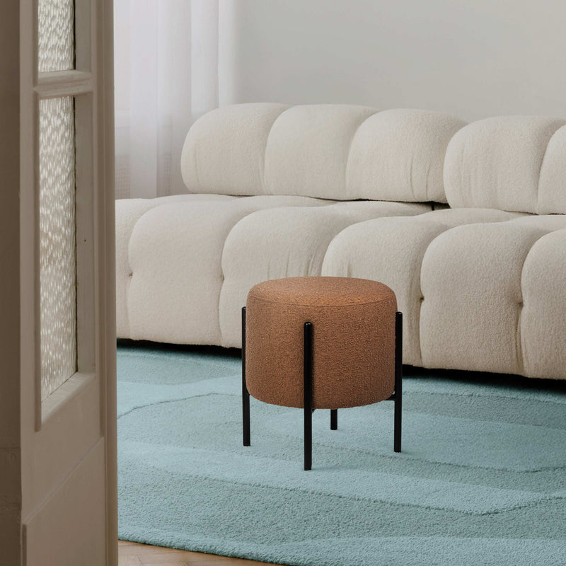 Silvia 18.5" Modern Metal/Bouclé Cushioned Vanity Stool - JONATHAN Y