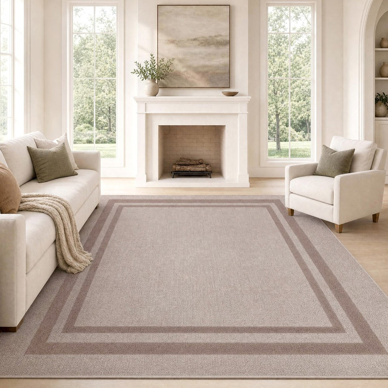 Clement Double Border Non-slip Machine-washable Area Rug