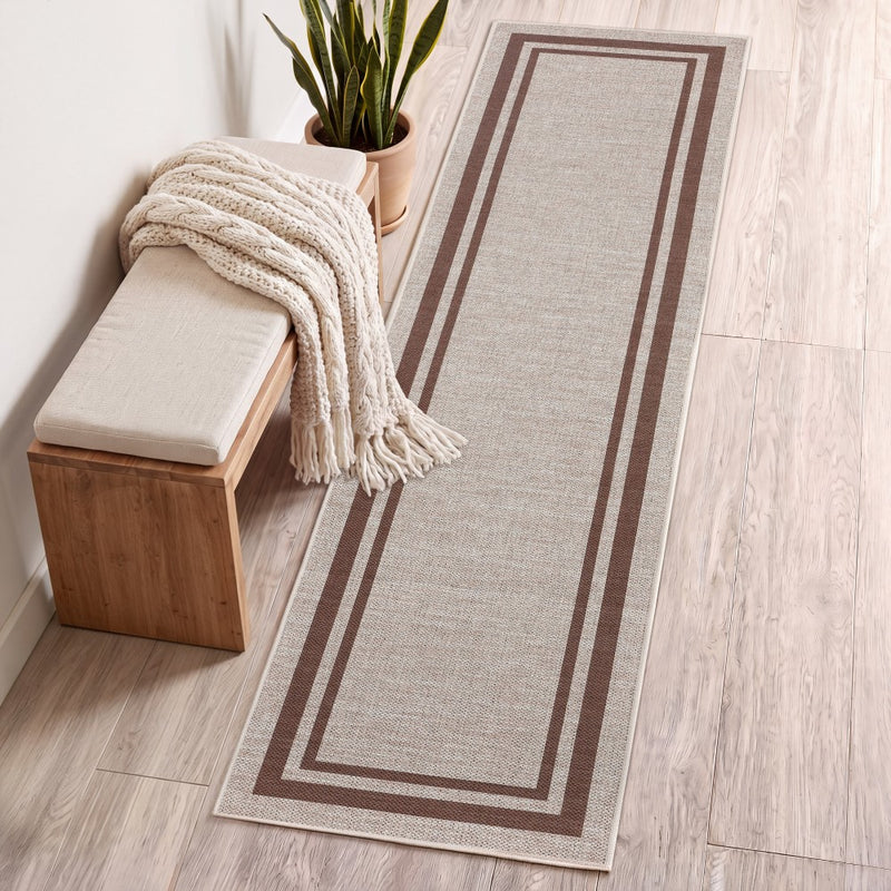 Clement Double Border Non-slip Machine-washable Area Rug