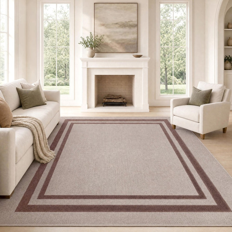 Clement Double Border Non-slip Machine-washable Area Rug