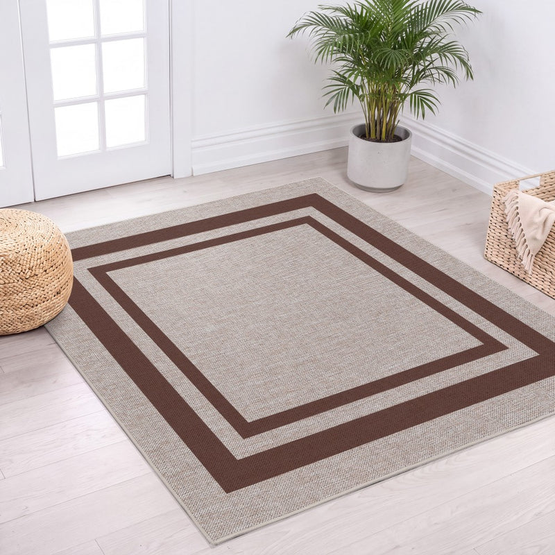 Clement Double Border Non-slip Machine-washable Area Rug