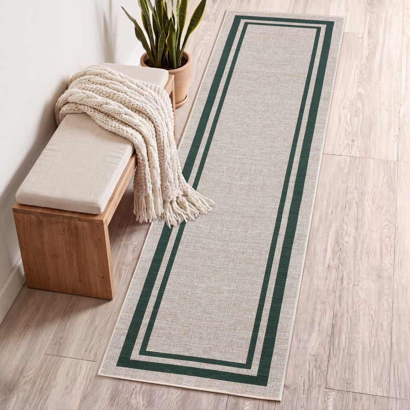 Clement Double Border Non-slip Machine-washable Area Rug