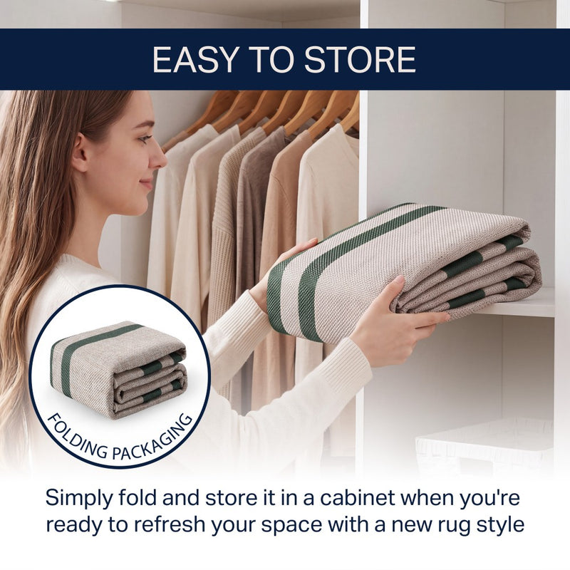 Clement Double Border Non-slip Machine-washable Area Rug