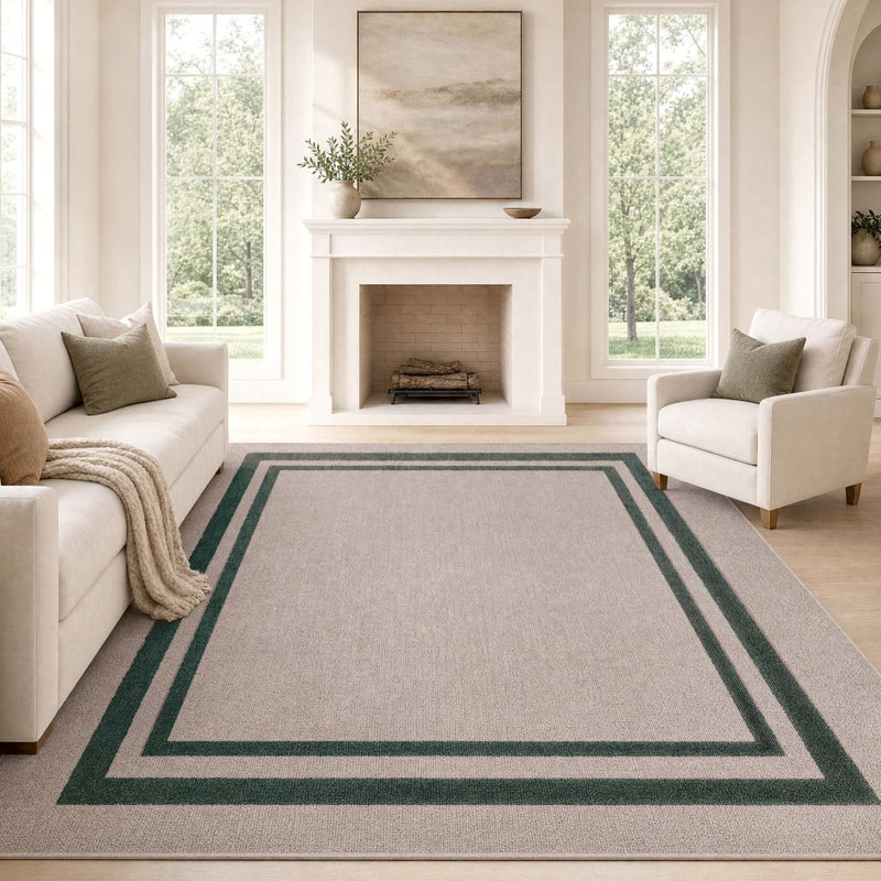 Clement Double Border Non-slip Machine-washable Area Rug