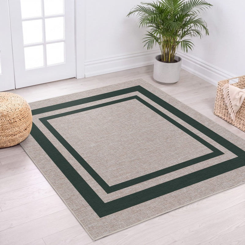 Clement Double Border Non-slip Machine-washable Area Rug