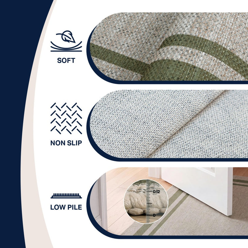 Clement Double Border Non-slip Machine-washable Area Rug