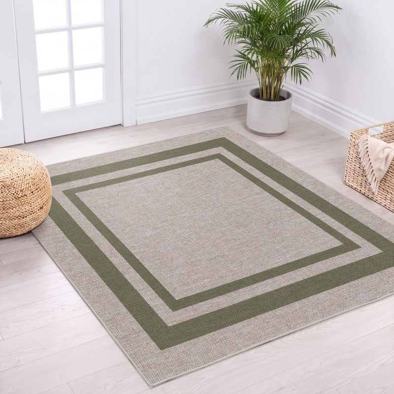 Clement Double Border Non-slip Machine-washable Area Rug