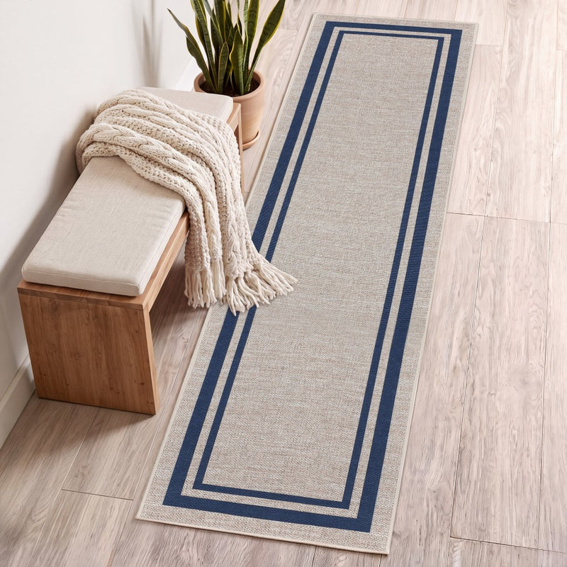 Clement Double Border Non-slip Machine-washable Area Rug