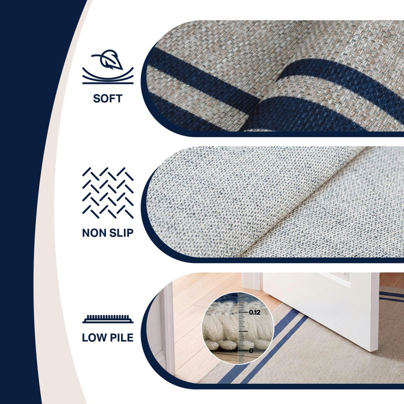 Clement Double Border Non-slip Machine-washable Area Rug