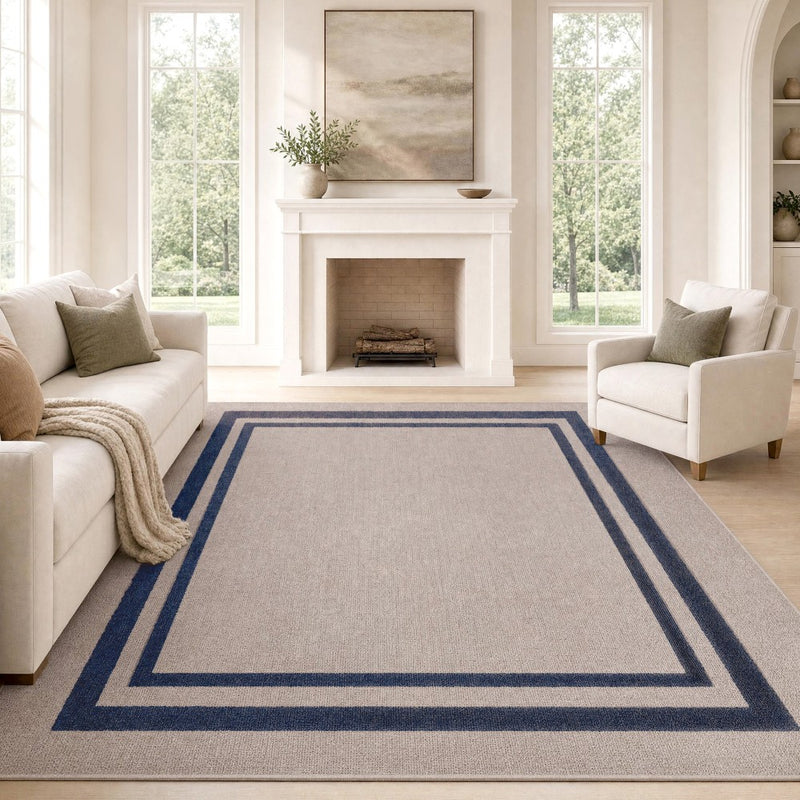 Clement Double Border Non-slip Machine-washable Area Rug