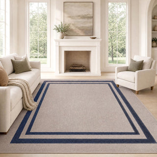 Clement Double Border Non-slip Machine-washable Area Rug