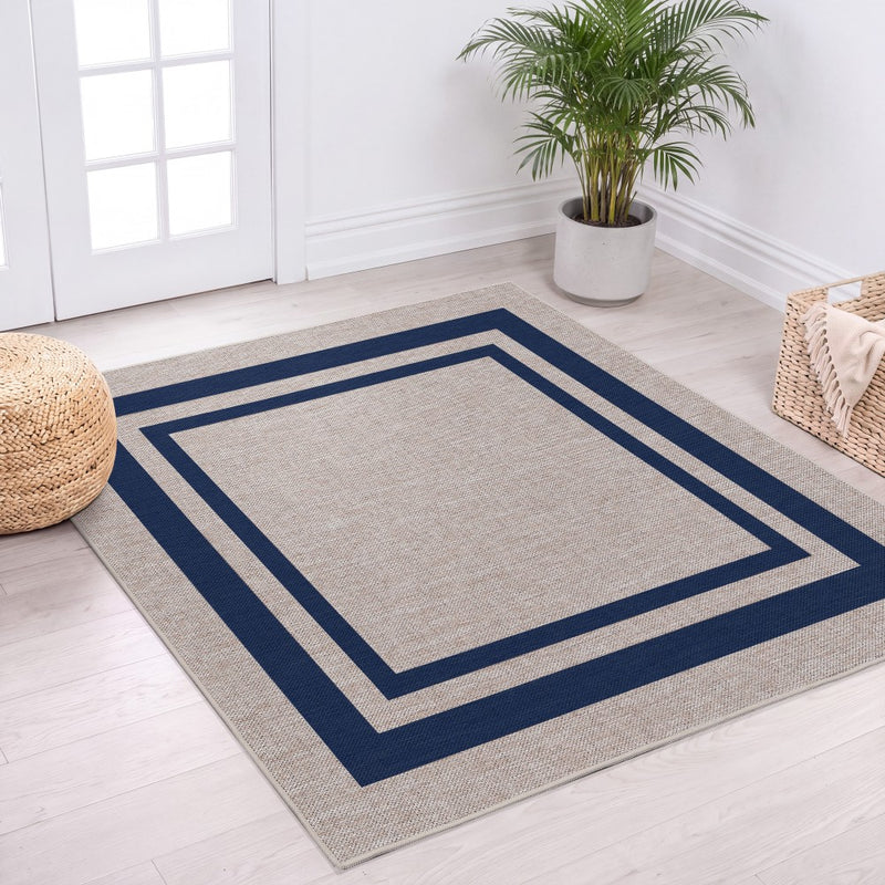 Clement Double Border Non-slip Machine-washable Area Rug