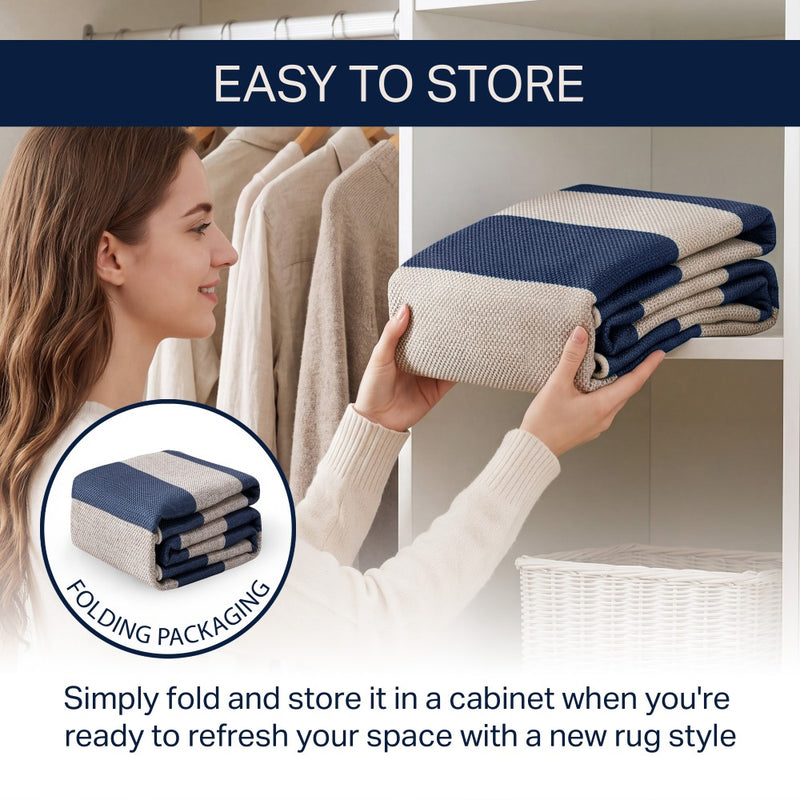 Gabby Cabana Stripe Non-slip Machine-washable Area Rug