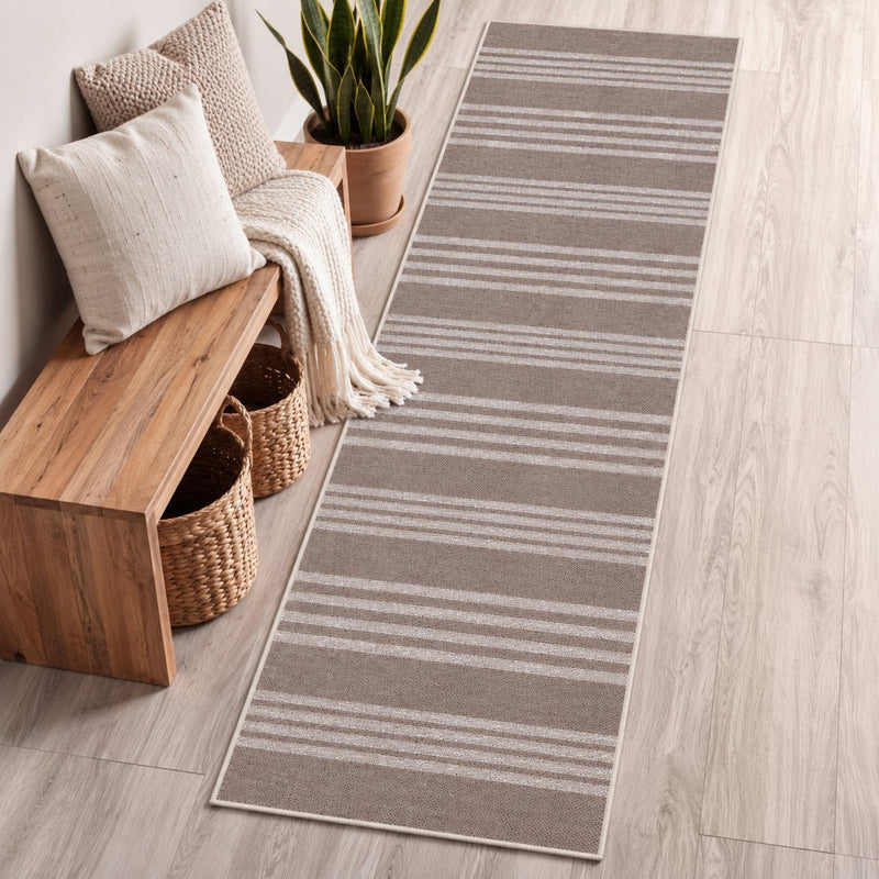 Penny Pinstripe Non-slip Machine-washable Area Rug
