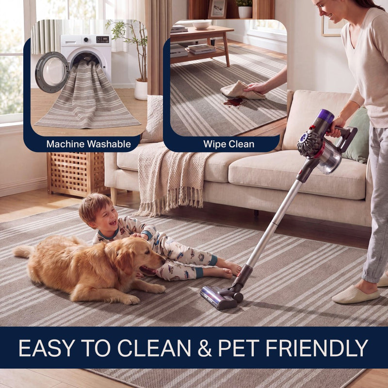 Penny Pinstripe Non-slip Machine-washable Area Rug