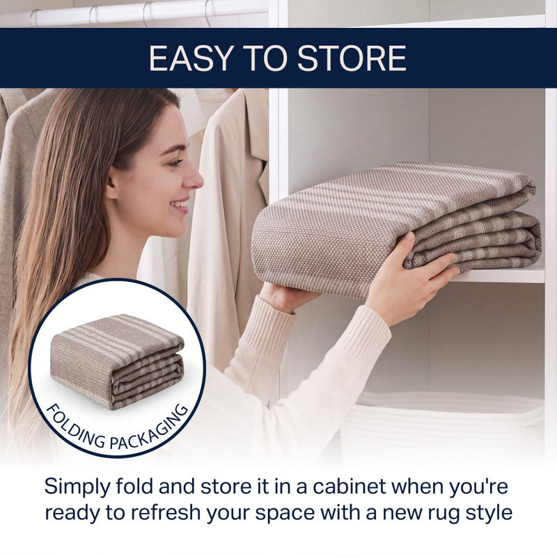 Penny Pinstripe Non-slip Machine-washable Area Rug