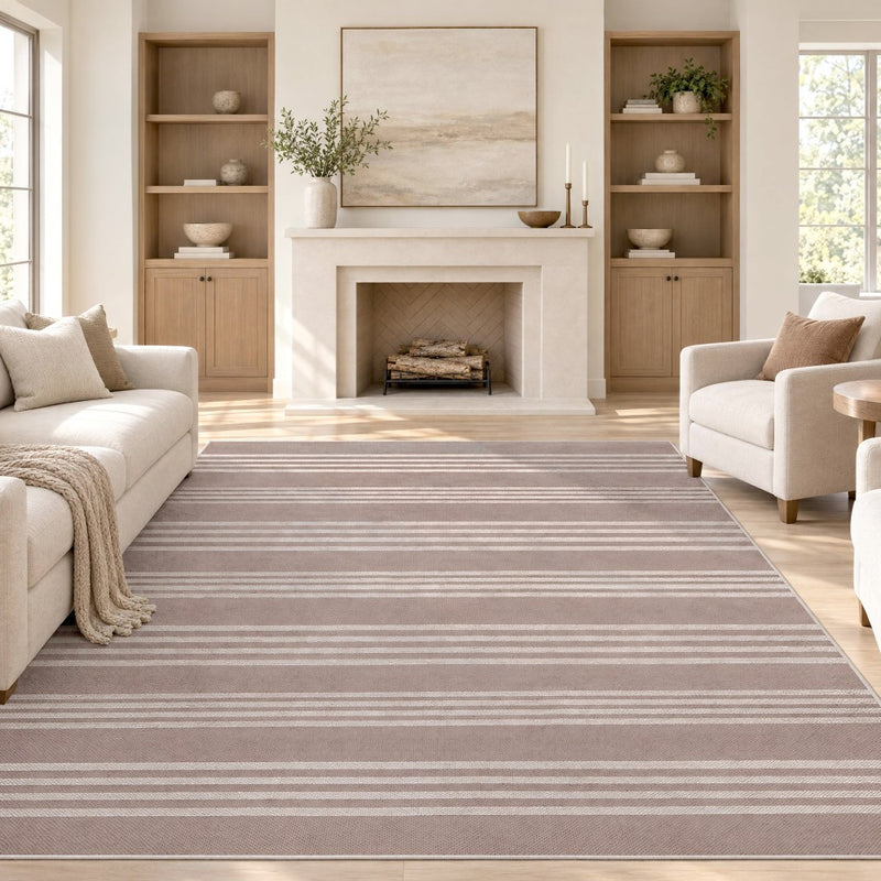 Penny Pinstripe Non-slip Machine-washable Area Rug