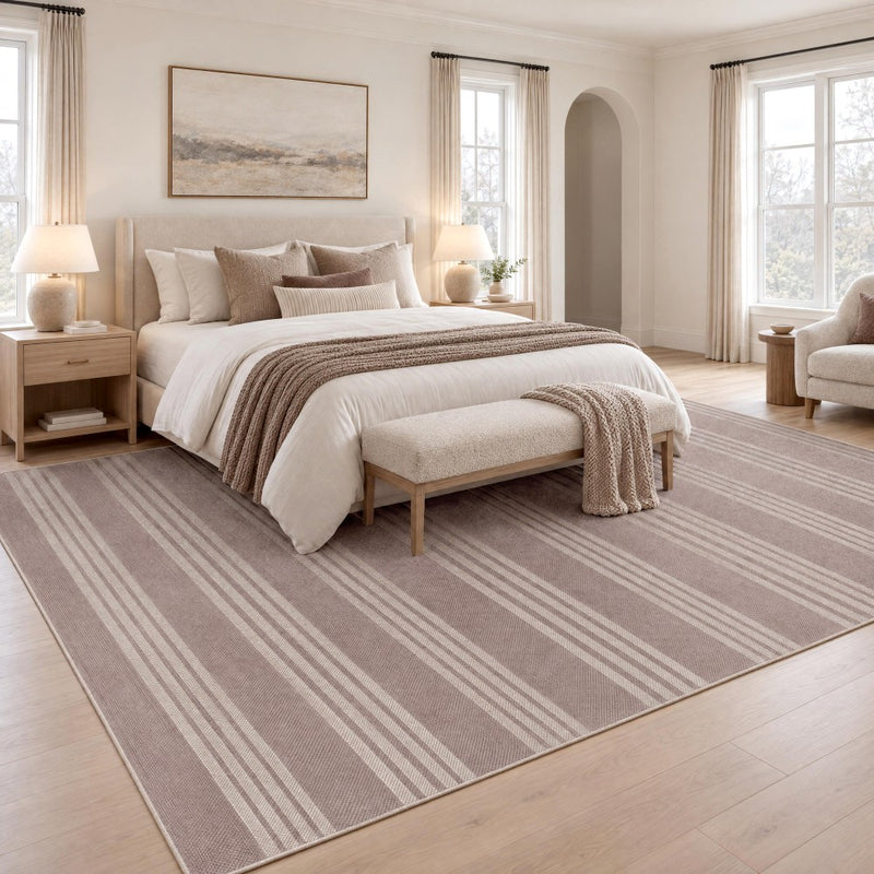 Penny Pinstripe Non-slip Machine-washable Area Rug