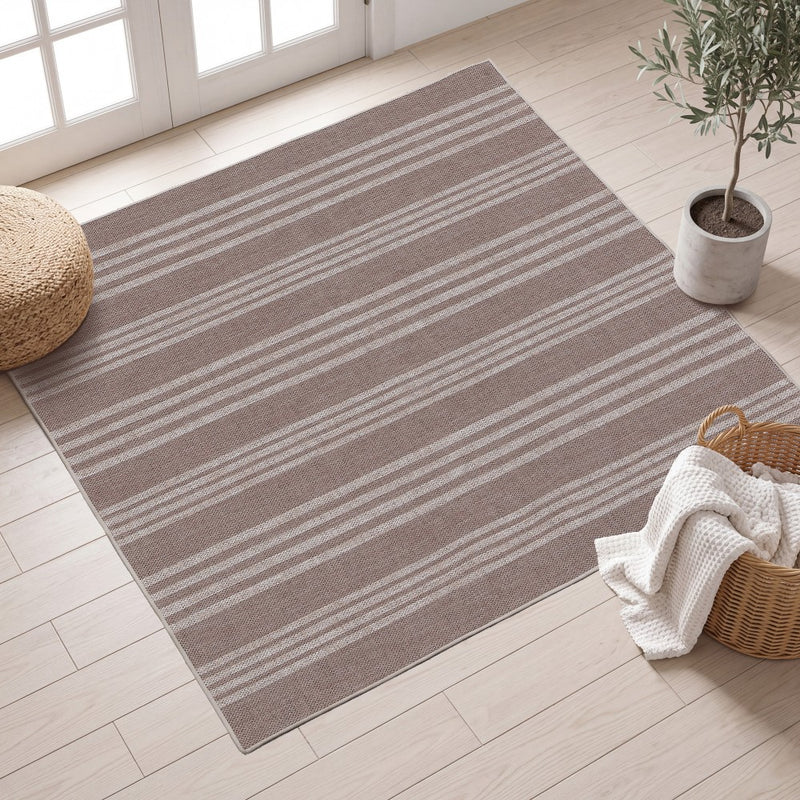 Penny Pinstripe Non-slip Machine-washable Area Rug